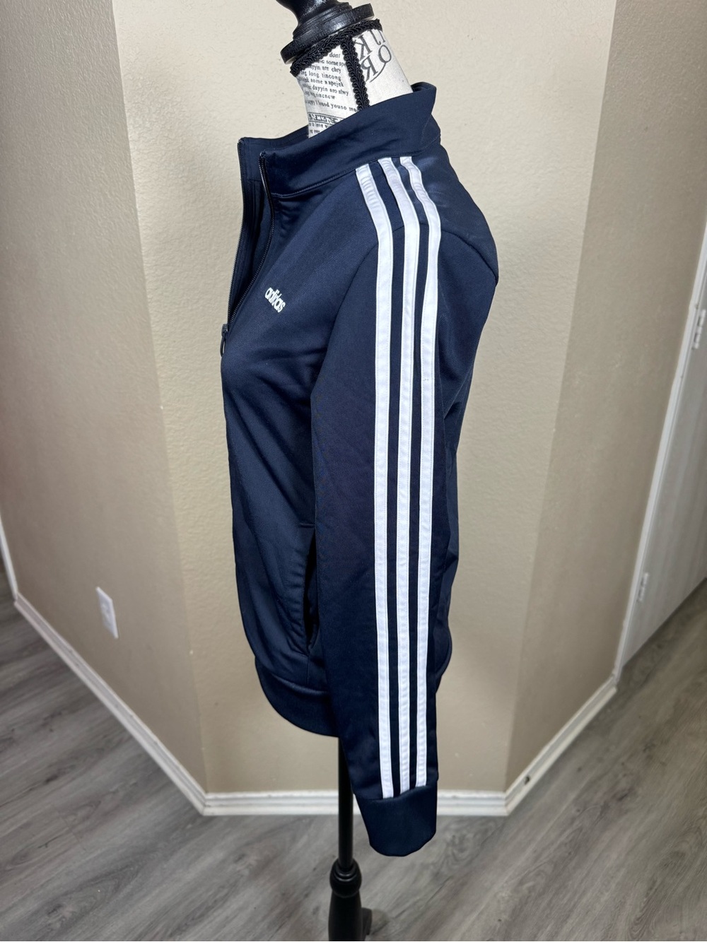 adidas dark blue Zip-Up track jacket with Subtle Logo - Picture 2 of 11